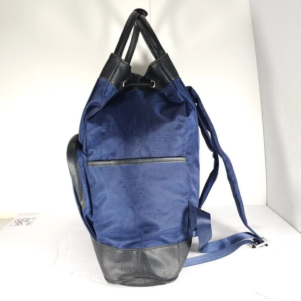 VERSACE Parfums Blue Black Drawstring Luxury Duffle Overnight Carry-On Backpack
